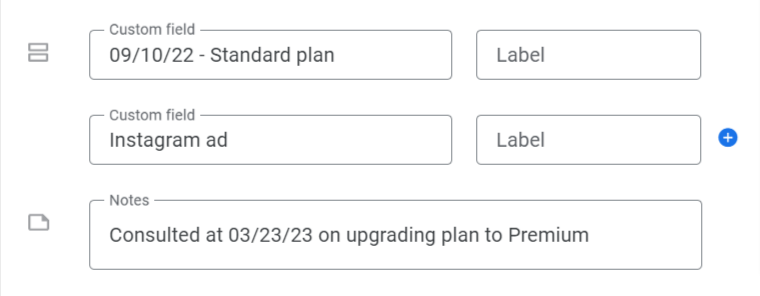 Custom fields in Google contacts