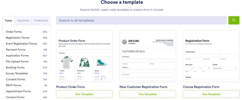 Jotform's templates