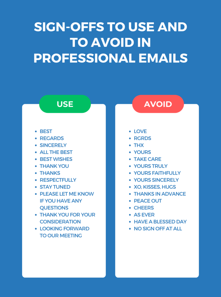 Sign offs to use and to avoid in professional emails